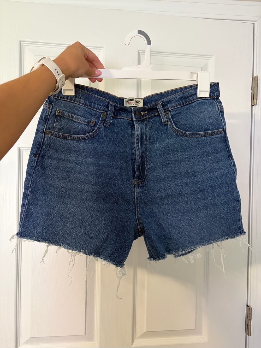 Kirkland Signature Raw Hem Blue Denim Jean Shorts